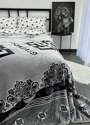Плед велсофт полуторный 145х220 givenchy сірий 3