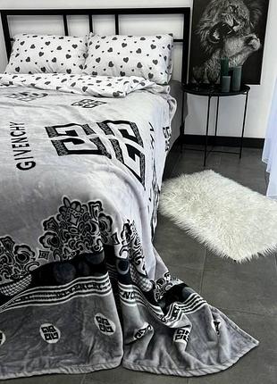 Плед велсофт полуторный 145х220 givenchy сірий 5