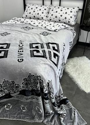 Плед велсофт полуторный 145х220 givenchy сірий 6