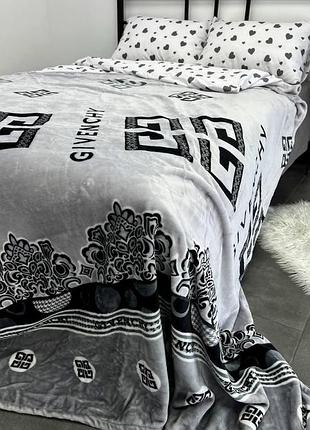 Плед велсофт полуторный 145х220 givenchy сірий 7