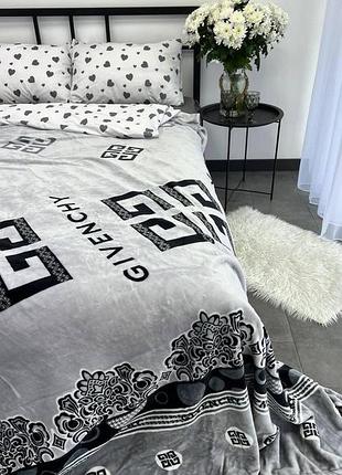 Плед велсофт полуторный 145х220 givenchy сірий 10