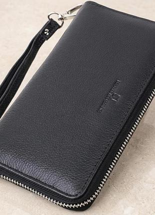 Красивый клатч унисекс на одно отделение из натуральной кожи st leather 22697 черный