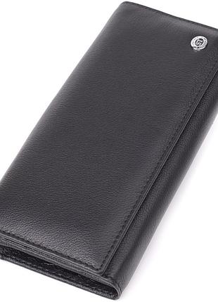Солидный женский кошелек из натуральной кожи st leather 23088 черный