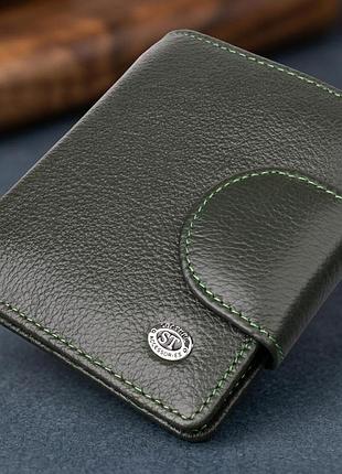 Вертикальный женский кошелек из натуральной кожи st leather 23070 зеленый