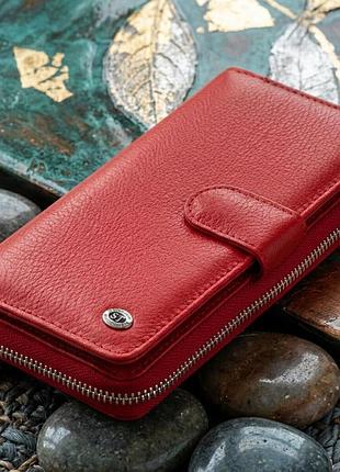 Женский кожаный кошелек для карт и купюр st leather 19306 красный