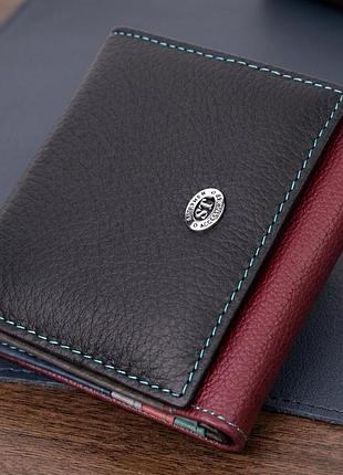 Стильный женский кошелек с оригинальной монетницей из натуральной кожи st leather 19510 разноцветный