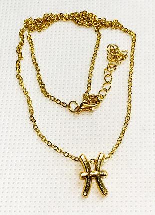 Колье primo с подвеской знак зодиака pisces (рыбы) - gold
