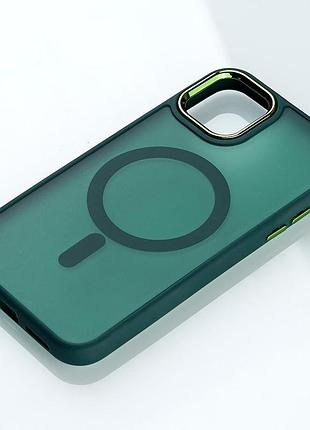 Силіконовий чохол magsafe matte для iphone 15 plus зелений