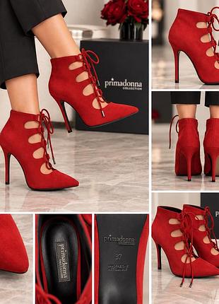 🔥 шикарні брендові ботильйони primadonna collection — червона замша 🔥