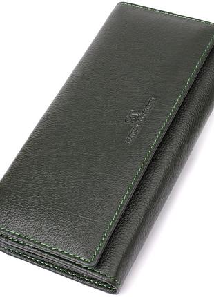 Стильный кошелек у два сложения из натуральной кожи st leather 23066 зеленый
