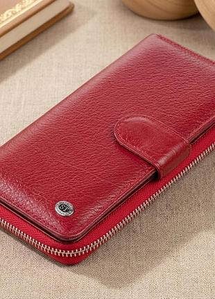 Вертикальний місткий гаманець зі шкіри жіночий st leather 19307 бордовий