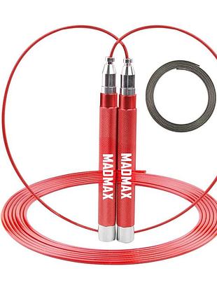 Скакалка швидкісна на підшипниках алюмінієва madmax mfa-286 speed jump rope red