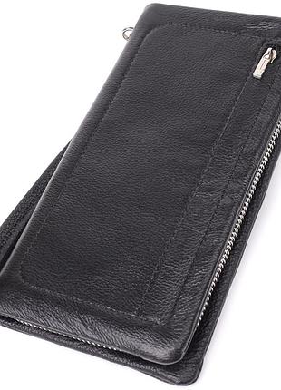 Женский кожаный кошелек-клатч с отделением под телефон st leather 23101 черный