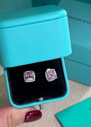 Серьги тиффани цирконы серебро 925