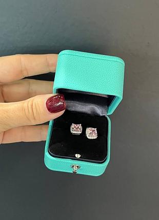 Серьги тиффани цирконы серебро 925 6