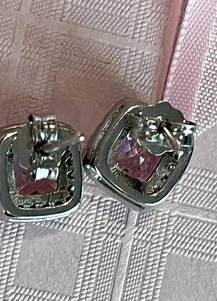 Серьги тиффани цирконы серебро 925 9