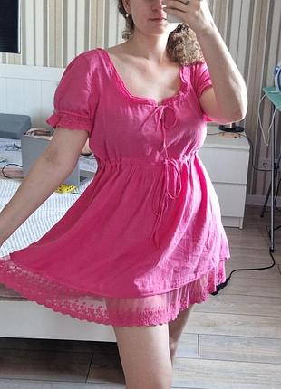 Плаття сукня в стилі babydoll happy holly розмір 44/46 малинового кольору фуксія