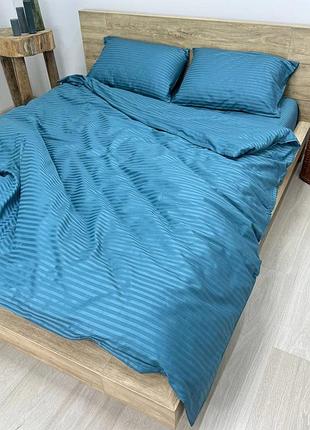 Простыня на резинке 120х200х20 страйп-сатин luxe океан