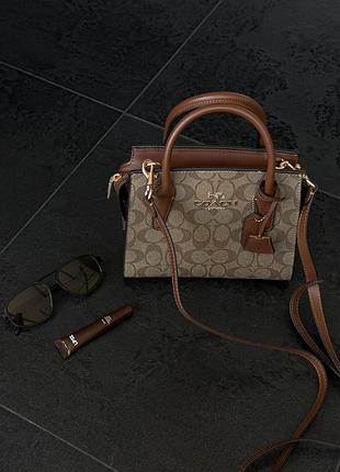 Coach andrea carryall in signature canvas brown/beige [оригінальна коробка] 22 х 17 х 11