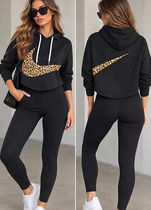 Світшот nike з леопардовим принтом leopard logo cropped sweatshirt