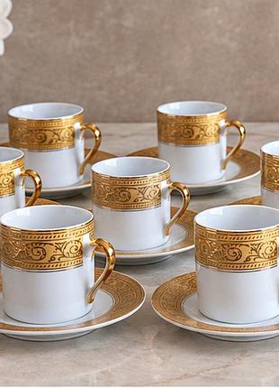 Кофейный фарфоровый сервиз yamasen gold collection 24kt gold plated