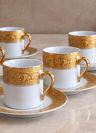Кофейный фарфоровый сервиз yamasen gold collection 24kt gold plated