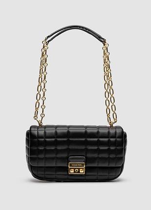 💎 michael kors tribeca large quilted leather shoulder bag black 25 х 15 х 8 см