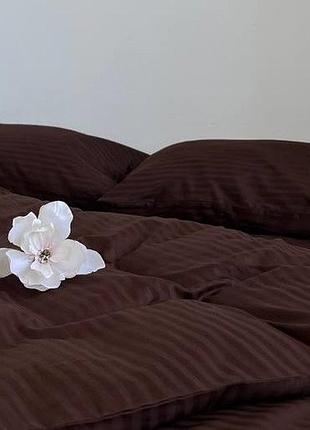 Наволочка на молнии 70х70 страйп-сатин luxe шоколад