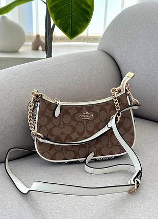 Coach teri shoulder bag in signature canvas snake/brown [крафтовая брендированная коробка] 24 х 14 х 6,5