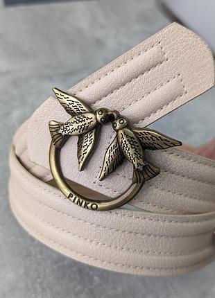 Ремінь жіночий pinko лінійний бежевий+золото є