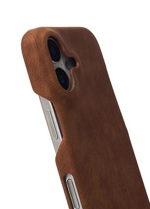 Чохол leather case для iphone 16 brown 2