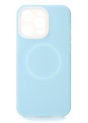 Чехол liquid silicone full с поддержкой magsafe для iphone 15 pro max blue fog