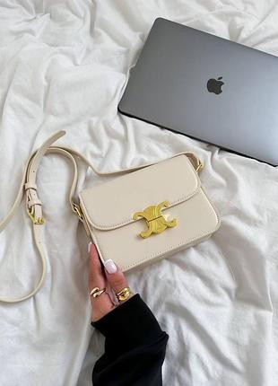 Celine teen triomphe bag cream in shiny calfskin [оригинальная коробка] 18 x 14 x 5