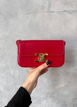 Celine shoulder bag claude in shiny calfskin burgundy [обычная брендированная коробка]