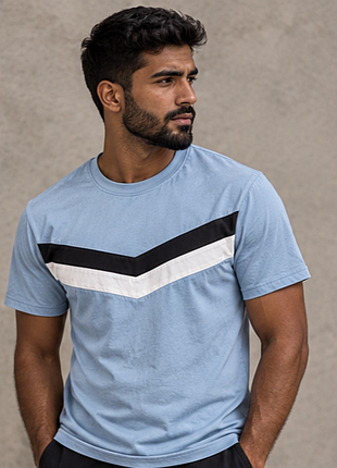 Футболка shein manfinity men colorblock chevron tee