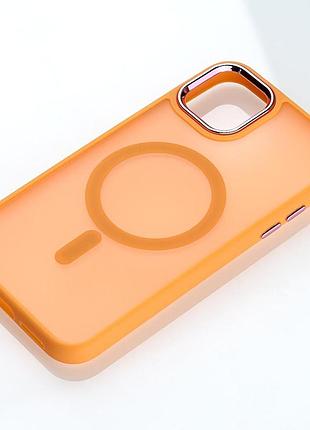 Силіконовий чохол magsafe matte для iphone 14 оранжевий
