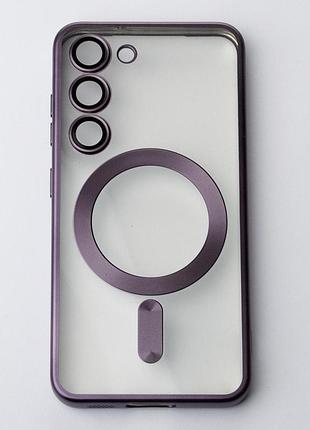 Силиконовый чехол magsafe shining matte для samsung s23 plus deep purple