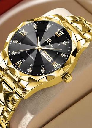 Чоловічий годинник va va voom gold prestige — масивний золотий дизайн у подарунковій коробці