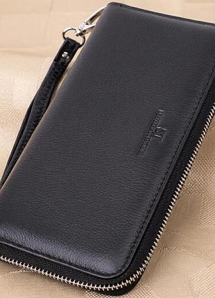 Универсальный кошелек-клатч на одно отделение из натуральной кожи st leather 22559 черный