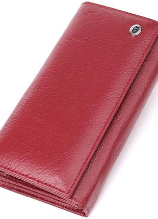 Модный женский кошелек на магнитах из натуральной кожи st leather 23113 бордовый