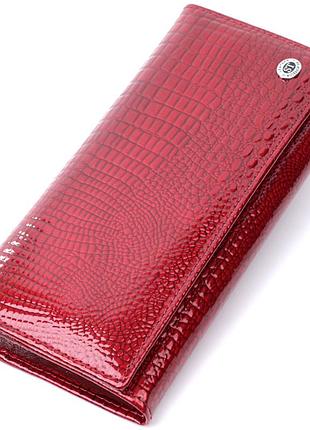 Гаманець для жінок із натуральної лакованої шкіри st leather 22680 червоний