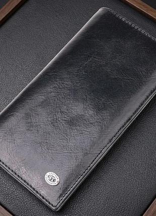 Вертикальный бумажник для мужчин из натуральной кожи st leather 19420 черный