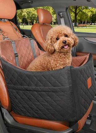 Крісло-лежанка для собак 2в1 newpet premium в машину з ремінним кріпленням металевим карабіном та м’якою анатомічною подушкою