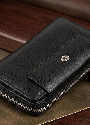 Гаманець зі шкіри на клямці st leather 19339 чорний