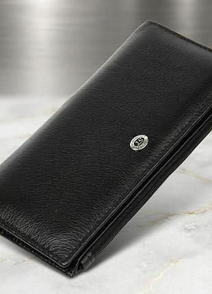Практичный женский кожаный кошелек st leather 19378 черный