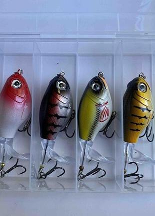 Набор воблеров whopper plopper 90 мм 17 г с пропеллерным хвостом 3d – квокер для ловли щуки, 5 шт