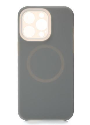 Чохол liquid silicone full з підтримкою magsafe для iphone 15 pro max stone gray