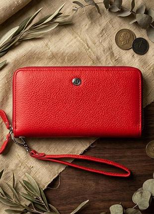 Женский кожаный клатч для карт купюр и документов st leather 18931 красный