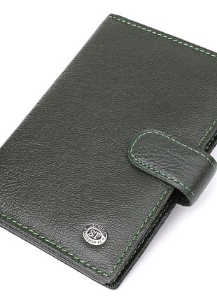 Оригинальная обложка на документы унисекс из натуральной кожи st leather 23119 зеленый
