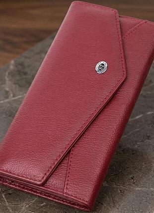 Кошелек для женщин из натуральной кожи с геометрическим клапаном st leather 22547 бордовый